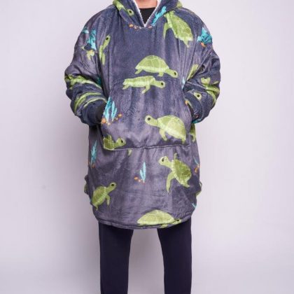 Printed Adult Hoodie - Turtle-Charcoal